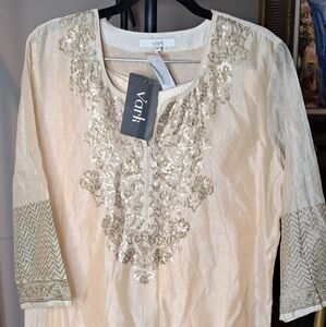 Hand Made Embroided Indian Tunic and Pant Set
